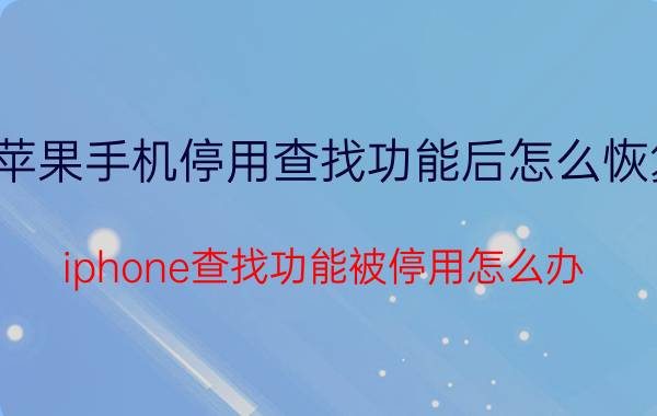 苹果手机停用查找功能后怎么恢复 iphone查找功能被停用怎么办？